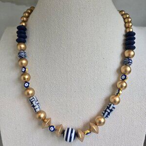 Navy and White Porcelain Beaded choker
